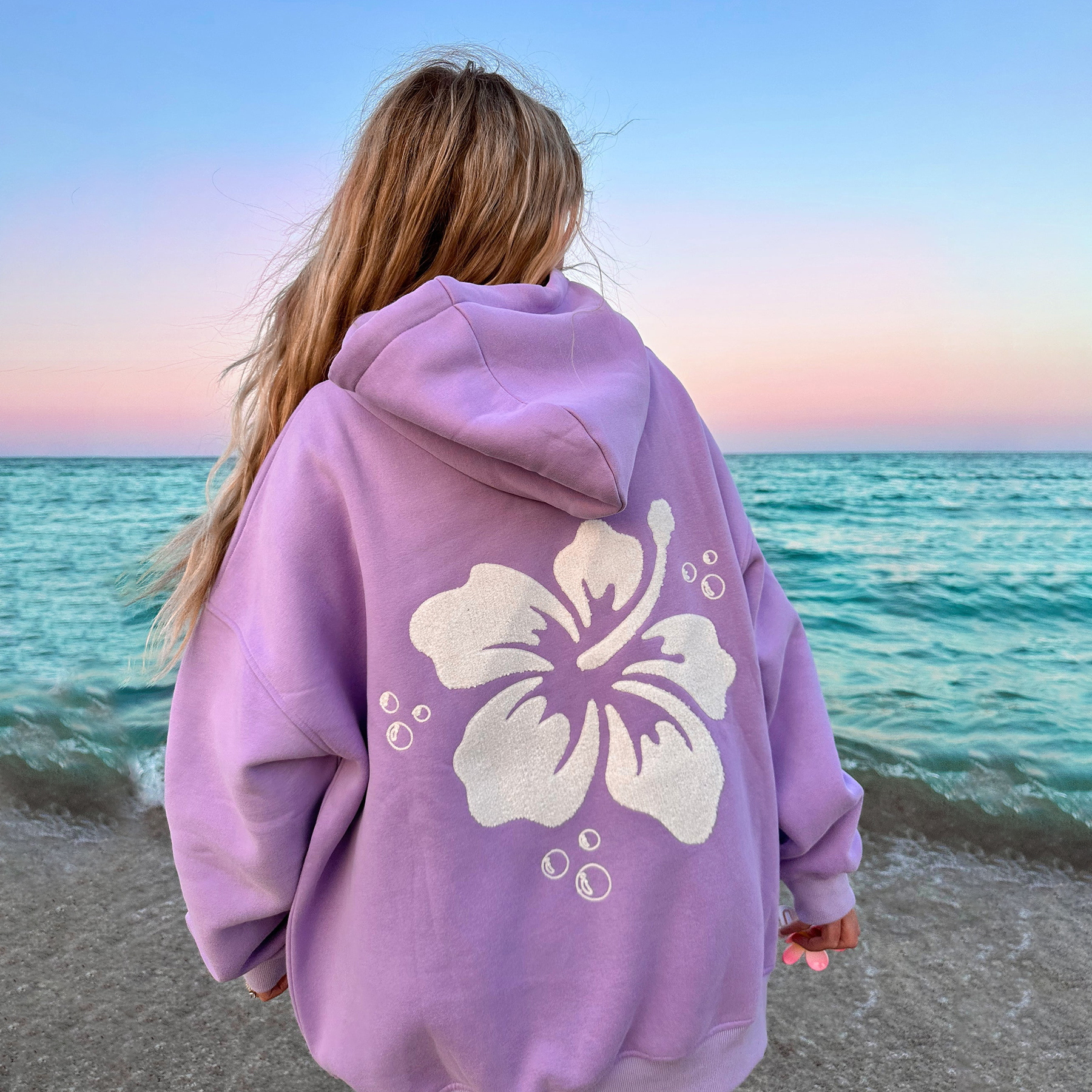 HIBISCUS FLOWER TOWEL EMBROIDER HOODIE